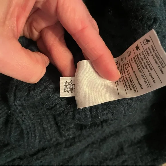 VINCE Interlaced Cable Knit Turtleneck Sweater Dark Malachite Sz M Alpaca Wool - Picture 10 of 15